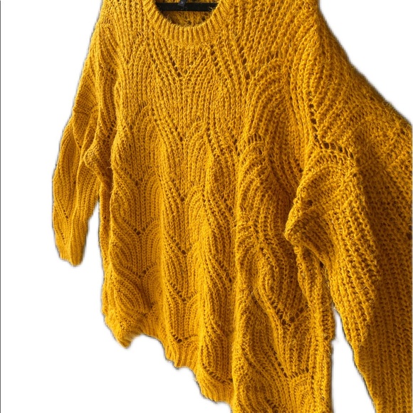 Chunky Oversized Sweater, George, Mustard yellow, Size 3X, Long Sleeve Wooly - Picture 5 of 6